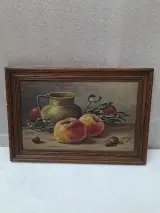 Sfeervol Olieverf-Stilleven "Appels met Koperen Kruik" – Rechtsonder Gesigneerd door G. Martin! – kavel bij De Kringwinkel, Waardamme