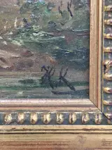 Antiek Olieverfschilderij op Houten Plank – Hollands Riviergezicht – Gemonogrammeerd M.K – foto 2 – kavel bij De Kringwinkel, Waardamme