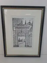 Authentieke Architectuur Ets – "Presentation Notre-Dame" (Sint-Niklaas) – Handgesigneerd – kavel bij De Kringwinkel, Waardamme