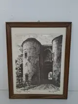 Sfeervol Brugs Stadsgezicht: "Gentpoort te Brugge" – Grafische Prent naar Albert Geudens (1869–1949) – kavel bij De Kringwinkel, Waardamme