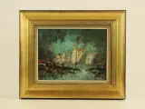 Rik Canty (°1939) – Zeilboten in de haven – olieverf op doek – kavel bij De Kringwinkel, Antwerpen