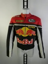 Lederen racejack met sponsorpatches - Euro Stars SBI - maat XS – kavel bij De Kringwinkel, Heverlee