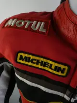 Lederen racejack met sponsorpatches - Euro Stars SBI - maat XS – foto 2 – kavel bij De Kringwinkel, Heverlee