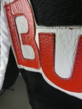 Lederen racejack met sponsorpatches - Euro Stars SBI - maat XS – foto 8 – kavel bij De Kringwinkel, Heverlee