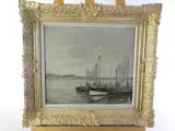 Sfeervol Maritiem Havengezicht – M. Vergucht (Olieverf op Doek) – foto 2 – kavel bij De Kringwinkel, Heverlee