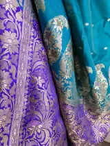 Traditionele turquoiseblauwe sari-set – foto 8 – kavel bij De Kringwinkel, Heverlee