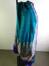 Traditionele turquoiseblauwe sari-set – foto 10 – kavel bij De Kringwinkel, Heverlee