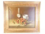 Olieverfschilderij "Stilleven met aardbeien" – gesigneerd Raymond van Hoeck – kavel bij De Kringwinkel, Heverlee