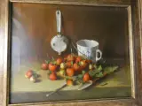 Olieverfschilderij "Stilleven met aardbeien" – gesigneerd Raymond van Hoeck – foto 2 – kavel bij De Kringwinkel, Heverlee