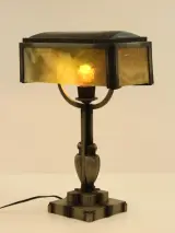 Art-deco tafellamp met groen gemarmerd glas – kavel bij De Kringwinkel, Antwerpen