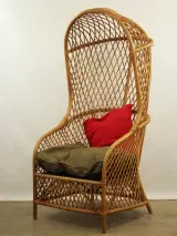 Flamant - monumentale rotan statement chair met hoge gewelfde rug – foto 5 – kavel bij De Kringwinkel, Antwerpen
