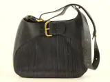 Vintage Delvaux ‘Chardonnay Bigaré’ - donkerblauw leder & toile de cuir - crossbody – kavel bij De Kringwinkel, Antwerpen