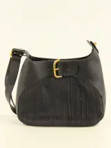 Vintage Delvaux ‘Chardonnay Bigaré’ - donkerblauw leder & toile de cuir - crossbody – foto 5 – kavel bij De Kringwinkel, Antwerpen