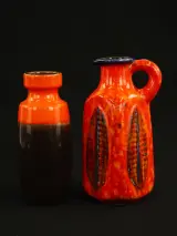Bay & Scheurich – Set van 2 vintage West-Germany vazen (Oranje/Bruin) – kavel bij De Kringwinkel, Antwerpen