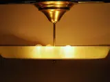 Indrukwekkende vintage mid-century plafondlamp met groot structuurglas (55,5 cm) - ca. 1950 – foto 9 – kavel bij De Kringwinkel, Antwerpen