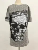 Philipp Plein Homme - grijs monogram T-shirt met skull & strass – kavel bij De Kringwinkel, Antwerpen