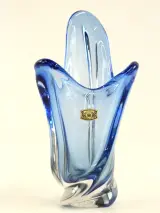 Val Saint Lambert – Blauwe kristallen vaas (22 cm) – kavel bij De Kringwinkel, Antwerpen