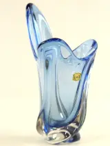 Val Saint Lambert – Blauwe kristallen vaas (22 cm) – foto 2 – kavel bij De Kringwinkel, Antwerpen