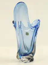 Val Saint Lambert – Blauwe kristallen vaas (22 cm) – foto 4 – kavel bij De Kringwinkel, Antwerpen