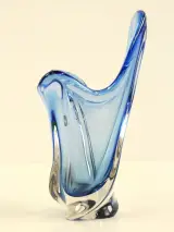 Val Saint Lambert – Blauwe kristallen vaas (22 cm) – foto 5 – kavel bij De Kringwinkel, Antwerpen