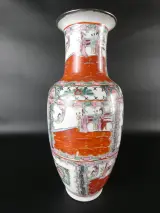 Chinese porseleinen vaas in Cantonese (Rose Medallion)-stijl – kavel bij De Kringwinkel, Heverlee