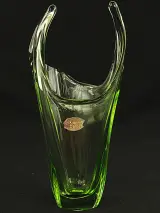Val Saint Lambert groene kristallen vaas – 1950–1960 – foto 3 – kavel bij De Kringwinkel, Antwerpen