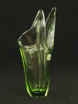Val Saint Lambert groene kristallen vaas – 1950–1960 – foto 7 – kavel bij De Kringwinkel, Antwerpen