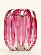 Val Saint Lambert roze vaas in geslepen glas model Zinia 1926 Joseph Simon – foto 5 – kavel bij De Kringwinkel, Antwerpen
