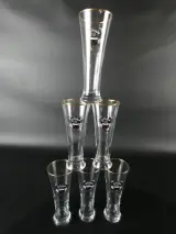 Set van 6 Duvel bierglazen met gouden rand – kavel bij De Kringwinkel, Heverlee
