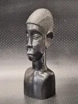Set van 2 Afrikaanse Makonde bustes van massief ebbenhout – foto 5 – kavel bij De Kringwinkel, Gent