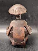 Grote hand gesneden houten fruitschaal met zittende Ifugao man - Filipijnen – foto 8 – kavel bij De Kringwinkel, Gent