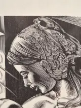 Originele houtsnede / houtgravure "Soetkin met de boorling" - gelimiteerd (16/100) – foto 4 – kavel bij De Kringwinkel, Gent