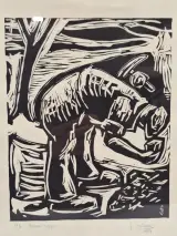 Originele houtsnede / houtgravure "Kasseilegger" - F. Juliaan (1967) - gelimiteerd (2/30) – foto 2 – kavel bij De Kringwinkel, Gent