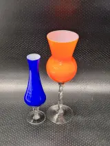 Set van 2 mondgeblazen opaline vazen in Empoli en/of Murano stijl – foto 2 – kavel bij De Kringwinkel, Gent