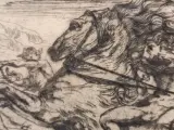 Antieke ets "Steigerende Paarden" - Henri Quittelier (1884–1980) - ingelijst – foto 4 – kavel bij De Kringwinkel, Gent
