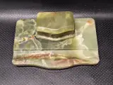 Negendelige set van Art-Deco bureau-accessoires in groen onyx met Weens koudbeschilderd brons – foto 5 – kavel bij De Kringwinkel, Gent