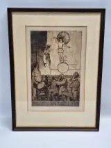 Edmond Van Offel (1871–1959) - originele ets "Circusvoorstelling" (1917) – kavel bij De Kringwinkel, Gent