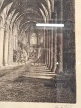 Jos Van Giel (1892–1972) - originele ets "Tewkesbury Abbey - Nave" (gelimiteerde oplage 40/50) – foto 6 – kavel bij De Kringwinkel, Gent