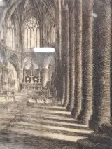 Jos Van Giel (1892–1972) - originele ets "Tewkesbury Abbey - Nave" (gelimiteerde oplage 40/50) – foto 7 – kavel bij De Kringwinkel, Gent
