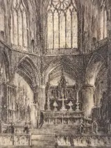 Jos Van Giel (1892–1972) - originele ets "Tewkesbury Abbey - Nave" (gelimiteerde oplage 40/50) – foto 8 – kavel bij De Kringwinkel, Gent