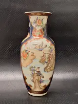 Set van 2 Vintage Chinese Satsuma-Stijl Porseleinen Vazen - Vogels & Pioenrozen (Zhongguo Zhizao) – foto 3 – kavel bij De Kringwinkel, Gent