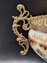 Luxe Klassieke Porseleinen Coupe op Voet - Ceramiche Alfa Italy (Met Messing Beslag) – foto 8 – kavel bij De Kringwinkel, Gent