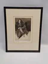 Originele ets en aquatint "De Denker / Piekerende Man" door R. Coorevits - zeldzame eigen handdruk (6/10) – kavel bij De Kringwinkel, Gent