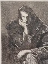 Originele ets en aquatint "De Denker / Piekerende Man" door R. Coorevits - zeldzame eigen handdruk (6/10) – foto 3 – kavel bij De Kringwinkel, Gent