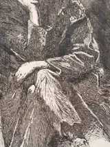 Originele ets en aquatint "De Denker / Piekerende Man" door R. Coorevits - zeldzame eigen handdruk (6/10) – foto 5 – kavel bij De Kringwinkel, Gent