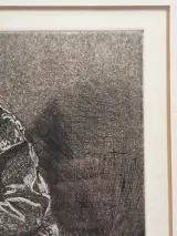 Originele ets en aquatint "De Denker / Piekerende Man" door R. Coorevits - zeldzame eigen handdruk (6/10) – foto 6 – kavel bij De Kringwinkel, Gent