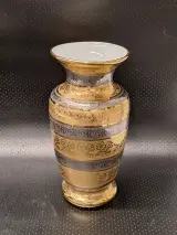 Luxe Porseleinen Vaas - Casa Bohemia S.A. - 24K Goud & Zilver Acid-Etched Decoratie – kavel bij De Kringwinkel, Gent