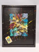 Origineel abstract schilderij "The Jolly Joker" door B. Masson – kavel bij De Kringwinkel, Gent