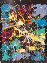 Origineel abstract schilderij "The Jolly Joker" door B. Masson – foto 2 – kavel bij De Kringwinkel, Gent