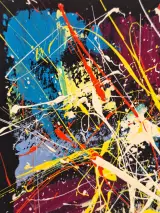 Origineel abstract schilderij "The Jolly Joker" door B. Masson – foto 6 – kavel bij De Kringwinkel, Gent